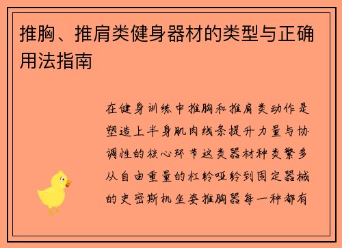 推胸、推肩类健身器材的类型与正确用法指南